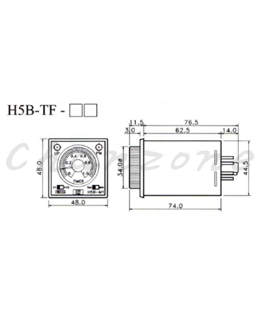陽明電機 OFF DELAY系列-45*45mm 斷電延遲型計時器 H5B-TF-3S/6S/10S/30S/60S/3M